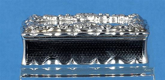A Victorian silver rectangular table snuff box, by Yapp & Woodward, Length: 102mm Weight: 8.8oz/274grms